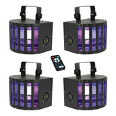 4x QTX Derby 9 LED Mehrfarbiger Lichteffekt inkl. Fernbedienung